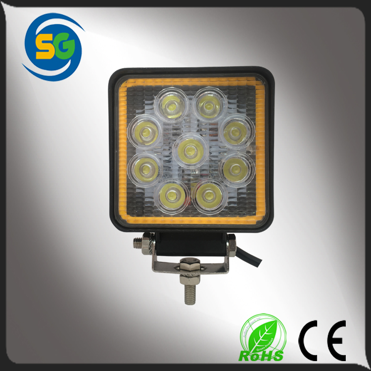 27W square LED work light with yellow turning light